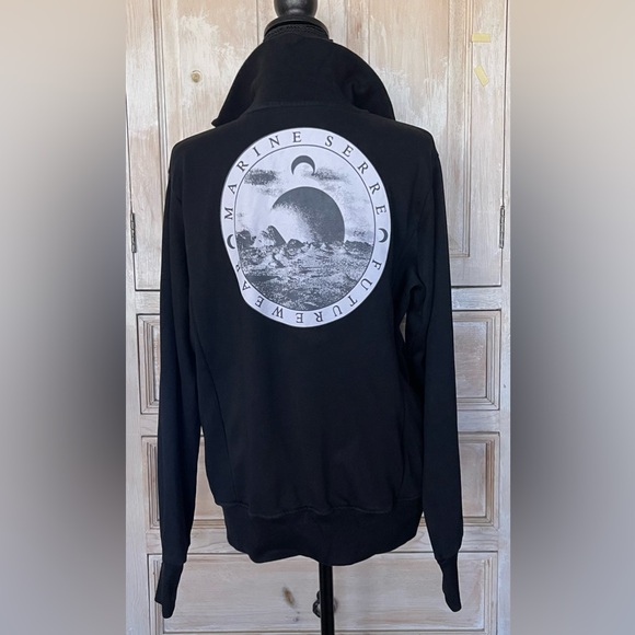 Marine Serre Futurewear Black Quarter Zipper Sweatshirt - Picture 5 of 7